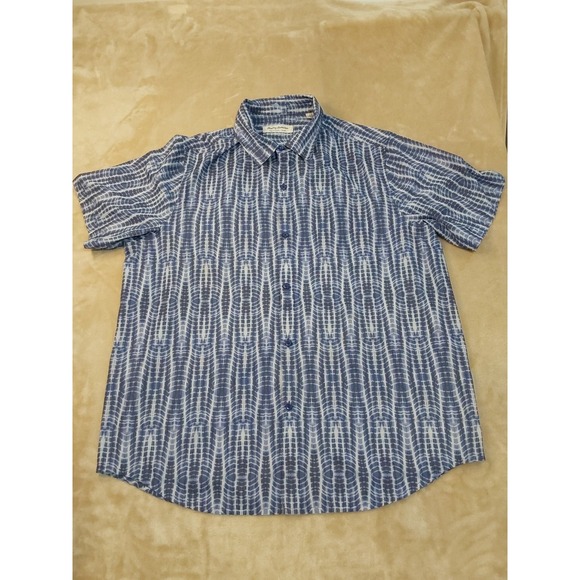 Tommy Bahama Other - Tommy Bahama IslandZone Shirt Mens Large Blue Geometric Button Up Stretch Casual